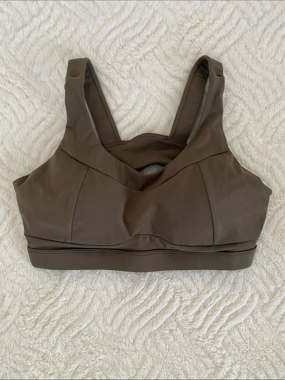 Running Girl Olive Green Supportive Sports Bra with Wide Straps